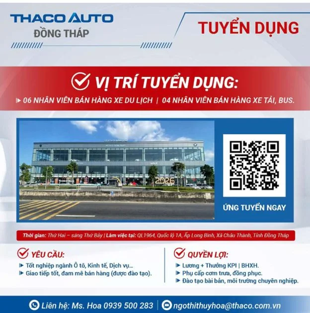 THACO AUTO ĐỒNG THÁP – TUYỂN DỤNG
